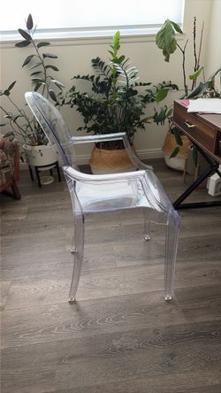 Clear Acrylic Ghost Chair with Armrests