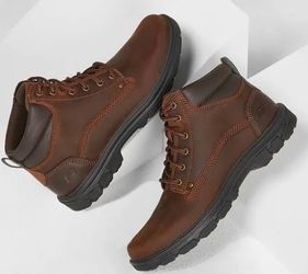 Skechers Segment Garnet hiking Boot Dark Brown Leather AUTHENTIC