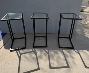 3 piece Sofa glass top side tables