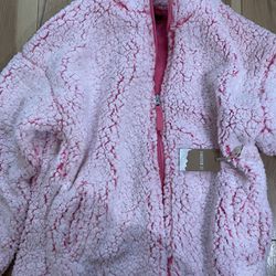 Brand New Hot Pink & Light Pink Sherpa Jacket 