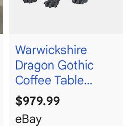 Design Toscano Warwickshire Dragon Gothic Decor Glass Topped Coffee Table, 39 Inch Long, Cast Stone Resin, Grey Stone Finish