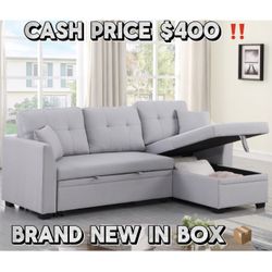 Sofa Bed Couch 🛋️ Pull Out Bed ✅ Storage Underneath ✅ Reversible L ✅ New In Box 📦 
