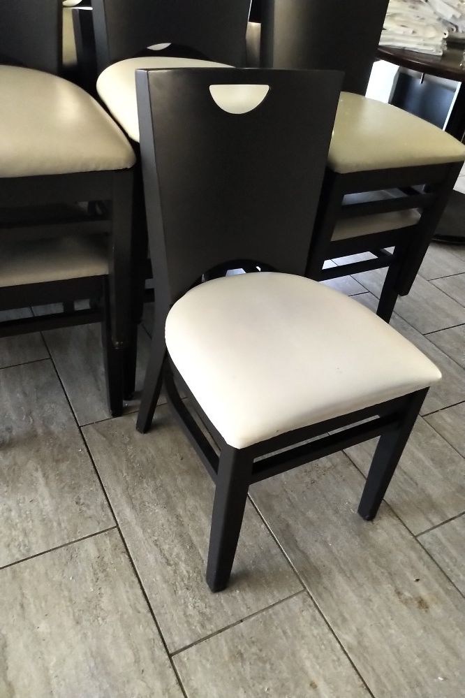 Restaurant tables and chairs! 170 solid wood chairs and 45 tables. All in good condition. Take all or nothing. Great deal at this time!!