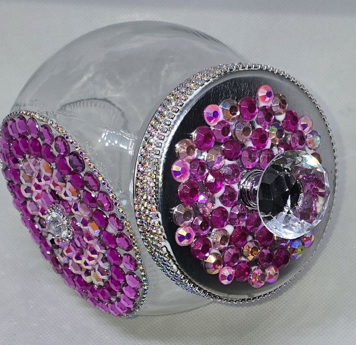 Pink And Bling Candy Jar/q-tip Holder Etc