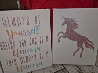 Set of 3 Unicorn Canvas Wall Art