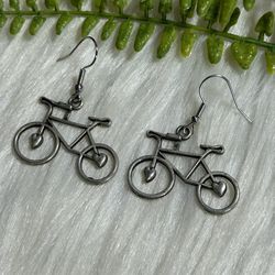 Bicycle silver tone dangle Earrings