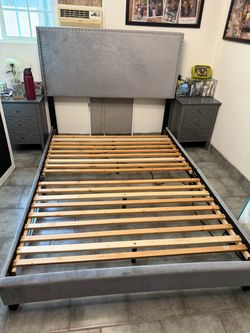 Full grey bed frame