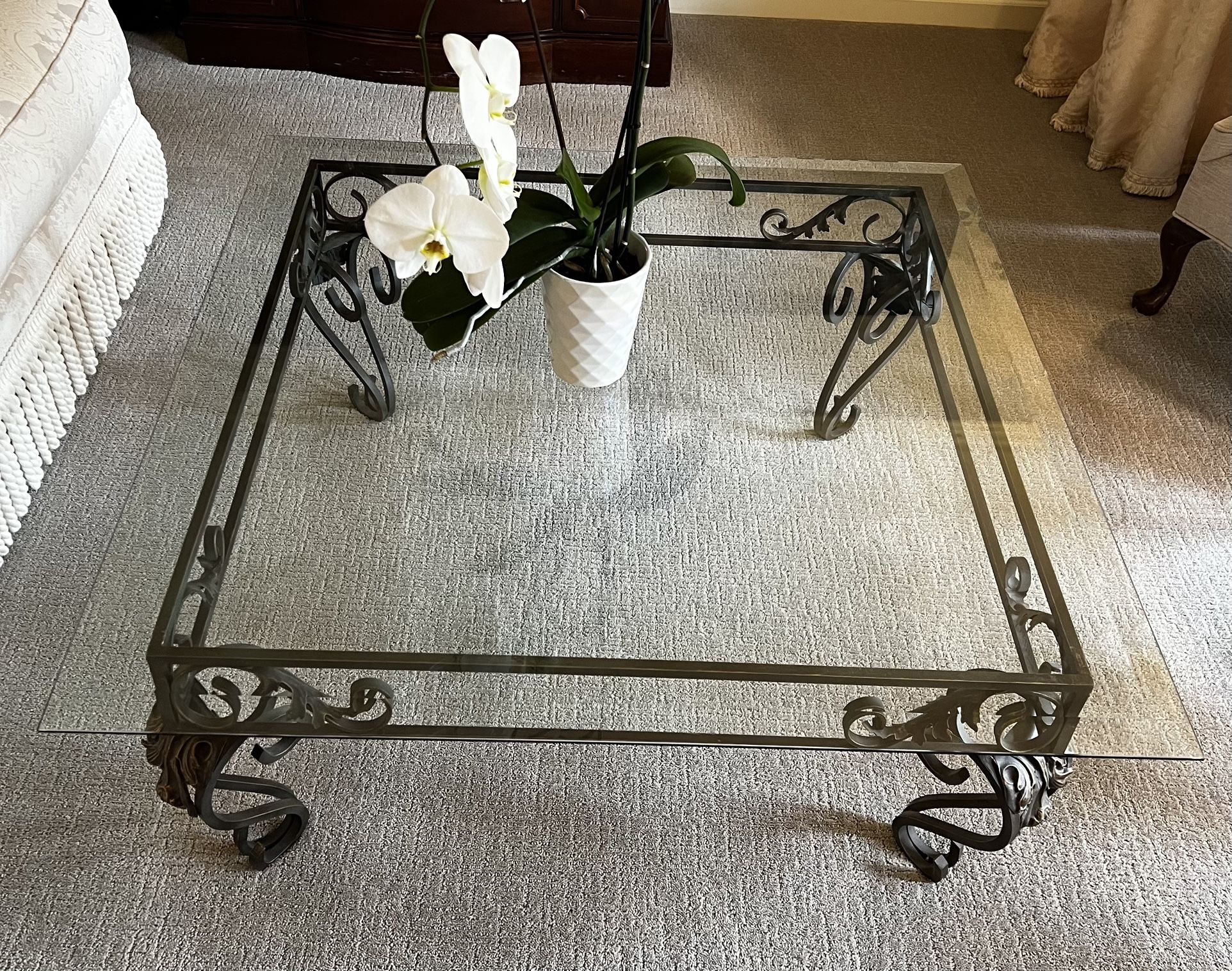 Custom Square Glass Top Coffee Table