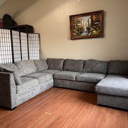 Dark Gray 3-Piece Sectional with storage & pullout bed