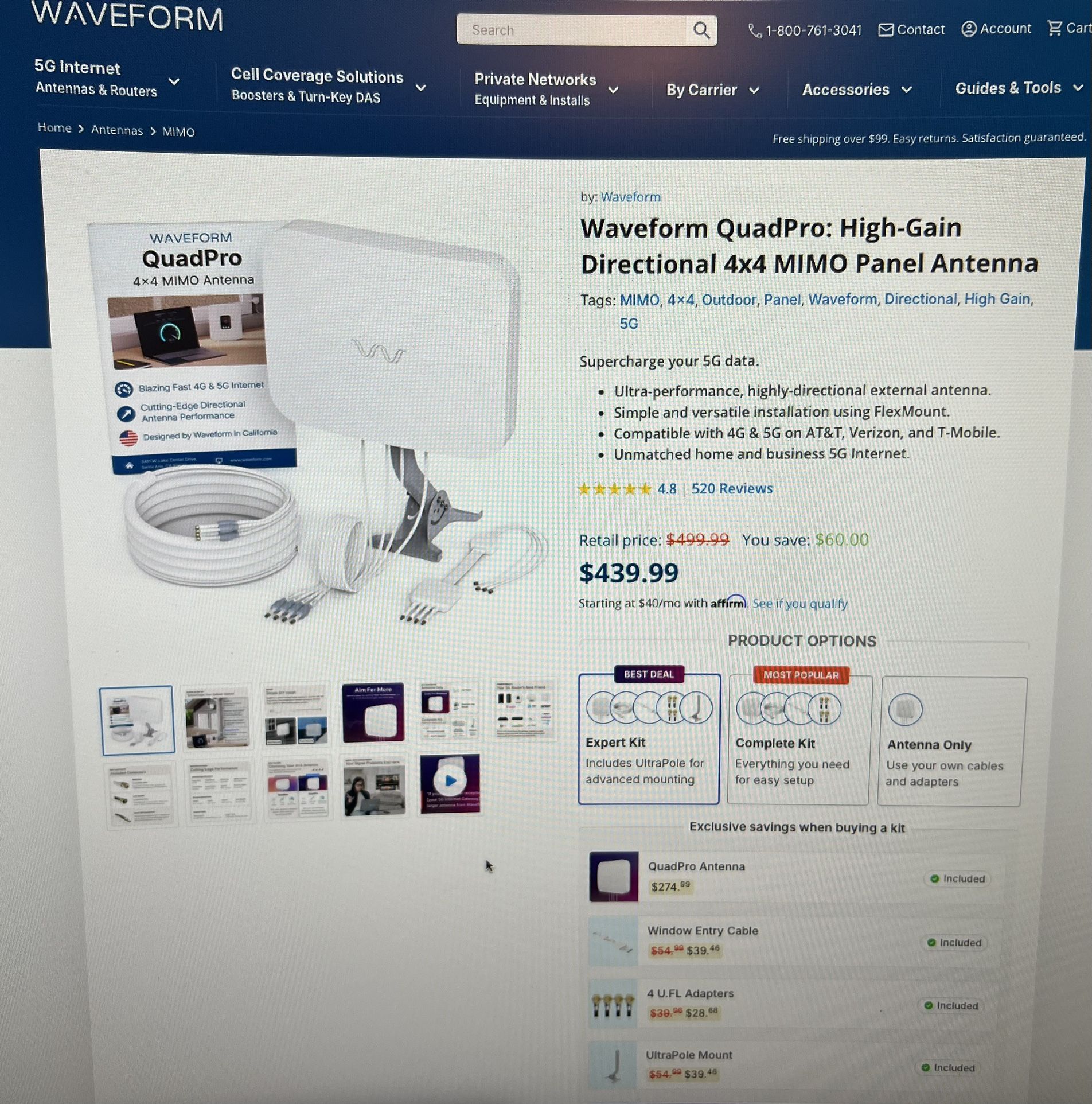 Waveform QuadPro high-Gain Directional 4x4 Mimo Panel Antenna