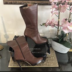 Brown High Heel Boots, Size 7