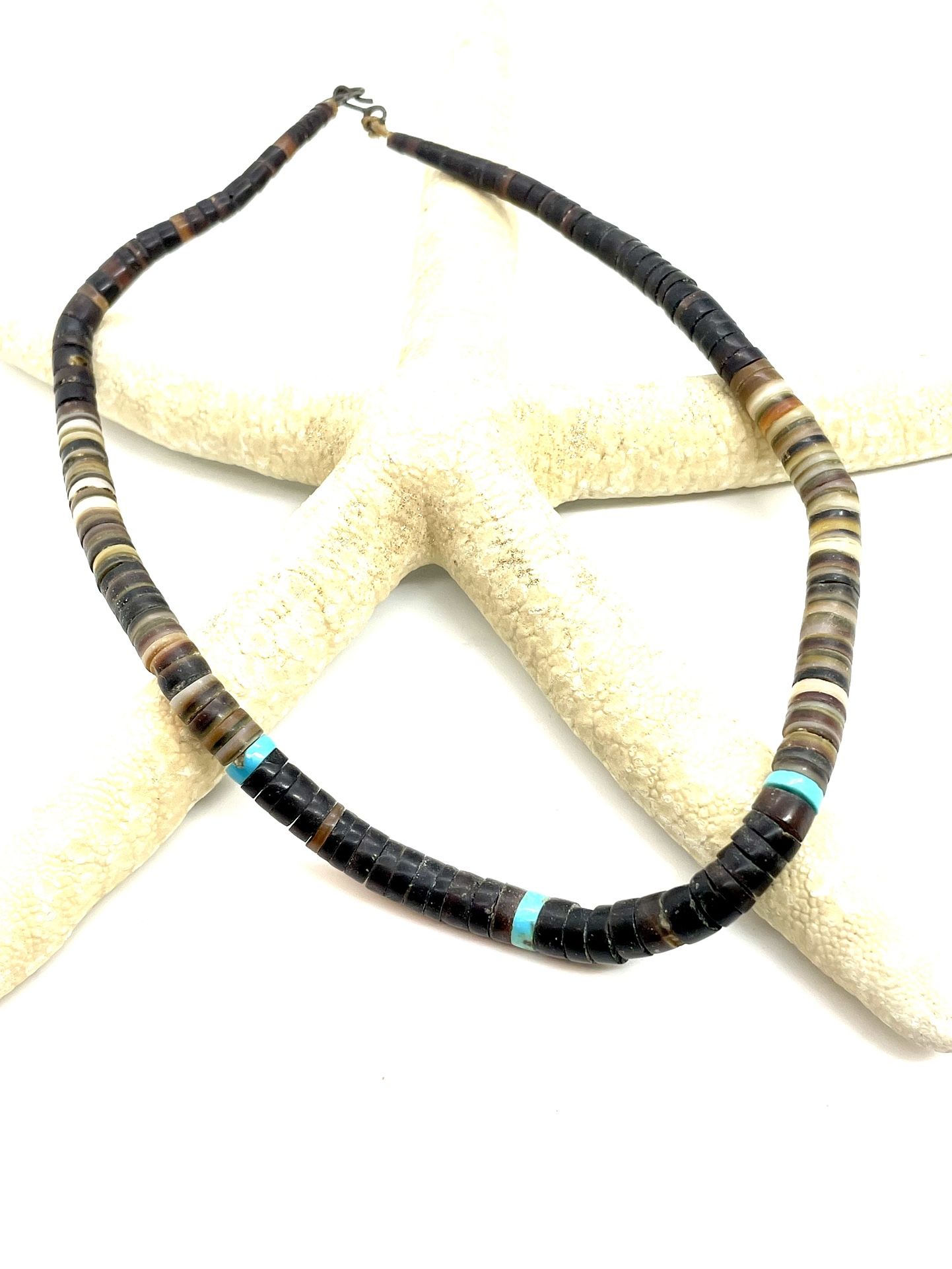 Estate Shell And Turquoise Necklace
