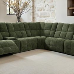 Brand New Jade Green Super Plush Chenille Power Reclining Sectional Sofa