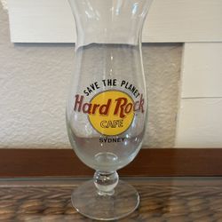Hard Rock Cafe SYDNEY Hurricane Glass w/Classic HRC Logo & SAVE THE PLANET 9.25"