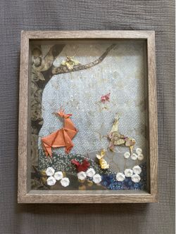 Handmade and Framed Oba-Gami Woodland Scene