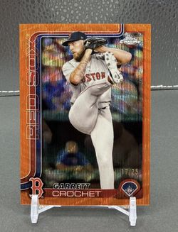 2025 Topps Chrome Garrett Crochet Orange Wave Refractor #/25 Red Sox #264