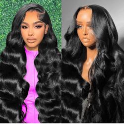 BRAND NEW 13x6 Lace Front Wigs Human Hair Pre Plucked 200% Density Body Wave HD 30 inches