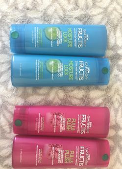 Garnier fructis shampoo and conditioner,2.5$ a bottle ,4$ a pair