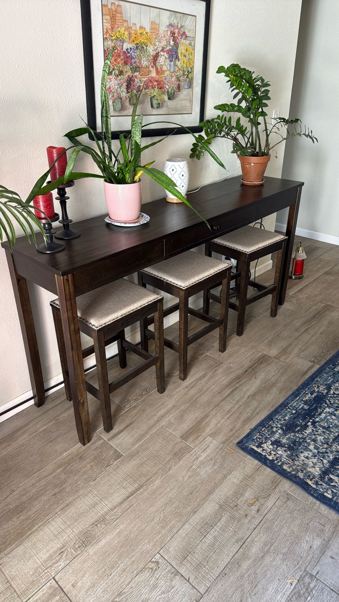 Console Table And 3 Stools