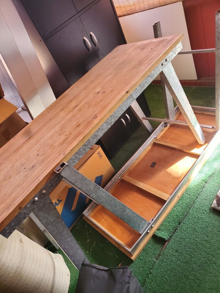 Wood And Steel Table