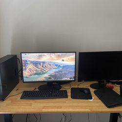 Desktop With two PC Monitors