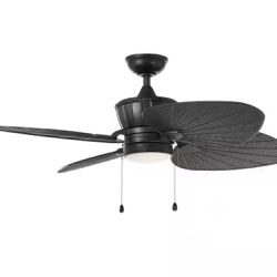 Pompeo 52 in. Integrated LED Indoor/Outdoor Natural Iron Ceiling Fan with Light Kit