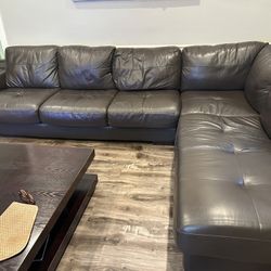 Brown(Expresso)Leather Sofa With Chaise 