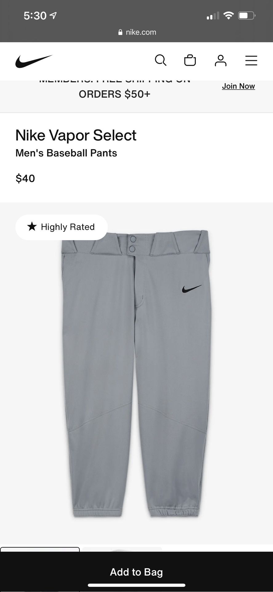 Nike Vapor Select Baseball Pants