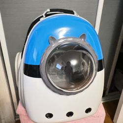 Cat Carrier Backpack, Backpack for Cats Kitten Small Puppy, Airline Approved Cat Bubble Backpack, Space Capsule Astronaut Carrier (Blue, Front Extensi