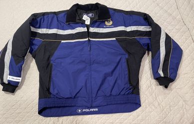 Pure Polaris Winter Coat Men's Size XL Black Blue Snowmobile Jacket Racing Nylon