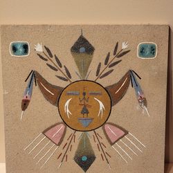 Southwest Art  Sandpainting 12 x12 signed M. YAZEE