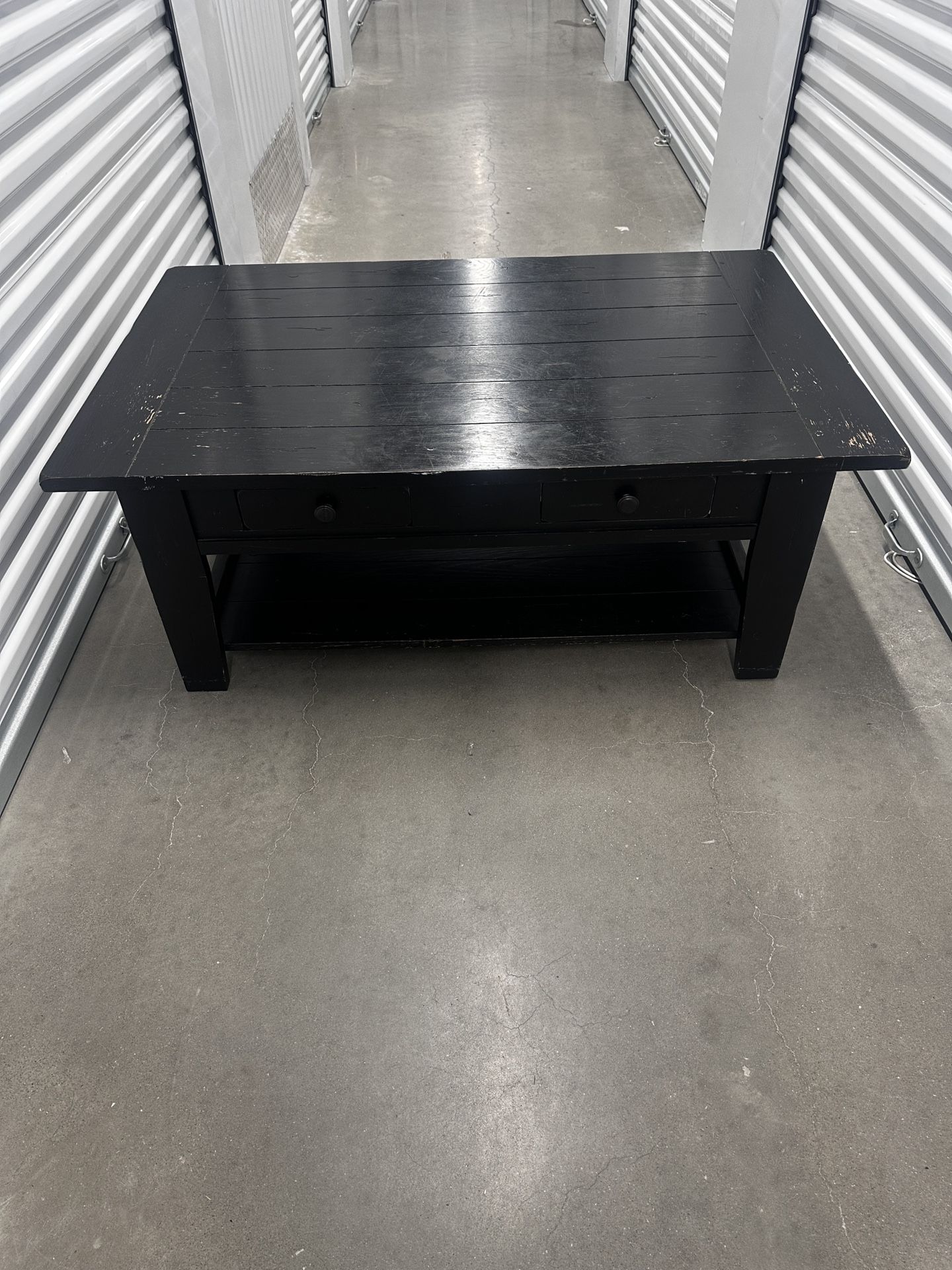 Sturdy Black Wooden Coffee Table with Storage – Heavy, Solid & Functional