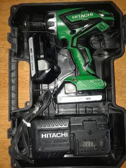 Hitachi 18 volt drill kit with 2 batteries charger and hard shell case