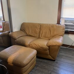 Leather Love Seat & Chase