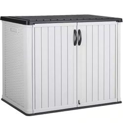 4 ft. x 2 ft. x 3 ft. 150 Gal. White Horizontal Resin Storage Deck Box with Shelves brand new in box $150  Warehouse Clearance Sale   🔥First Come, Fi