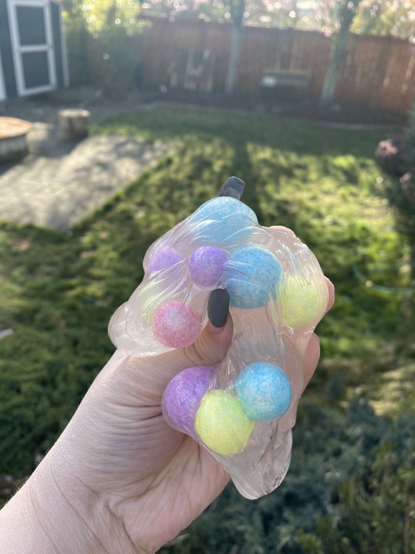 “Easter Egg Hunt” Clear Slime W/ Multi Colored and Sized Glitter Floam Balls