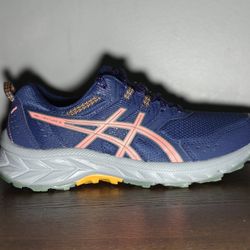 Women's ASICS GEL-Venture 9 trail running shoes in the Indigo Blue/Papaya