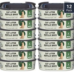 Cat Litter Refill Bags Cartridge Compatible with Litter Cat Genie Standard, Plus, XL+ and XL Pail Refills, Pet Waste Bags Box Accessories, Pack of 12 