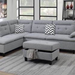 Gorgeous 3 Piece Sectional and Ottoman with Storage
