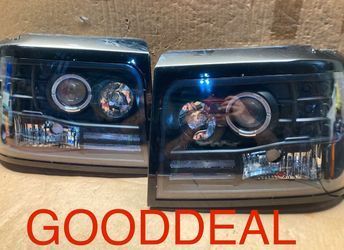 OH125 Fit 92-98 Ford Bronco Halo Led F150/250/350 Black Headlight Pair 