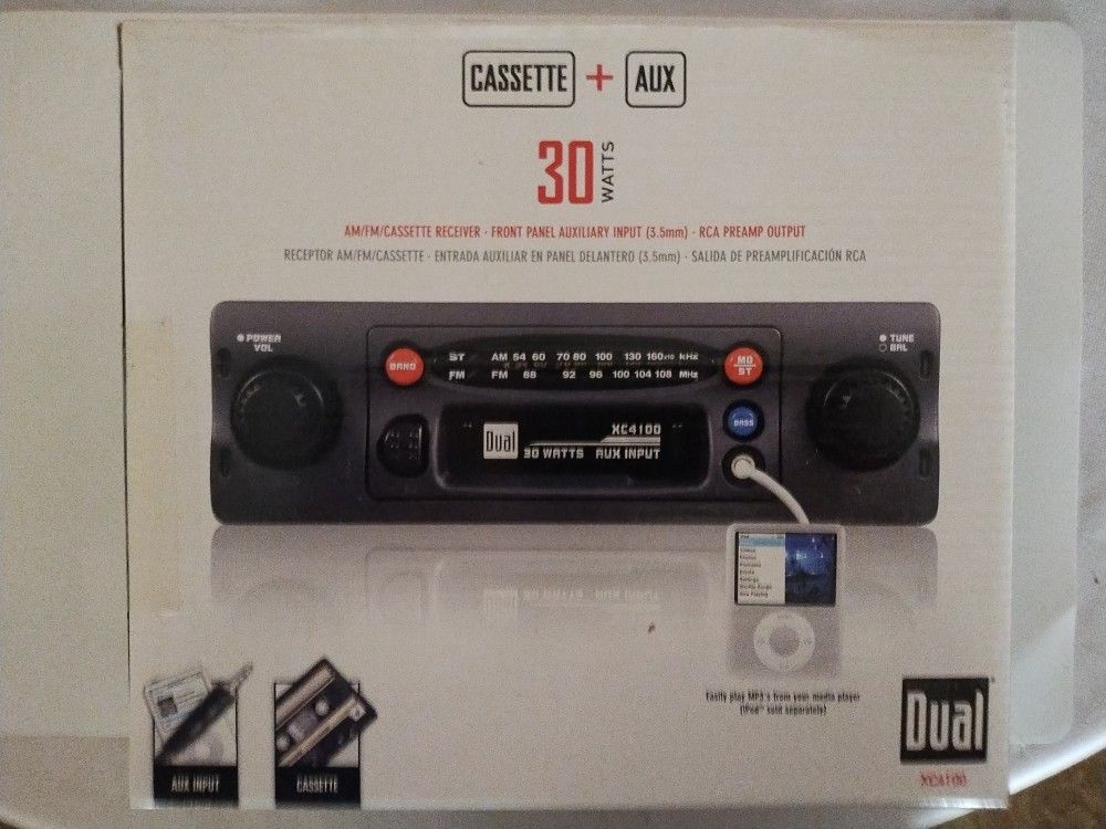Am/Fm Cassette+ Auxiliary In Dash Shaft Style Unit - New In Box