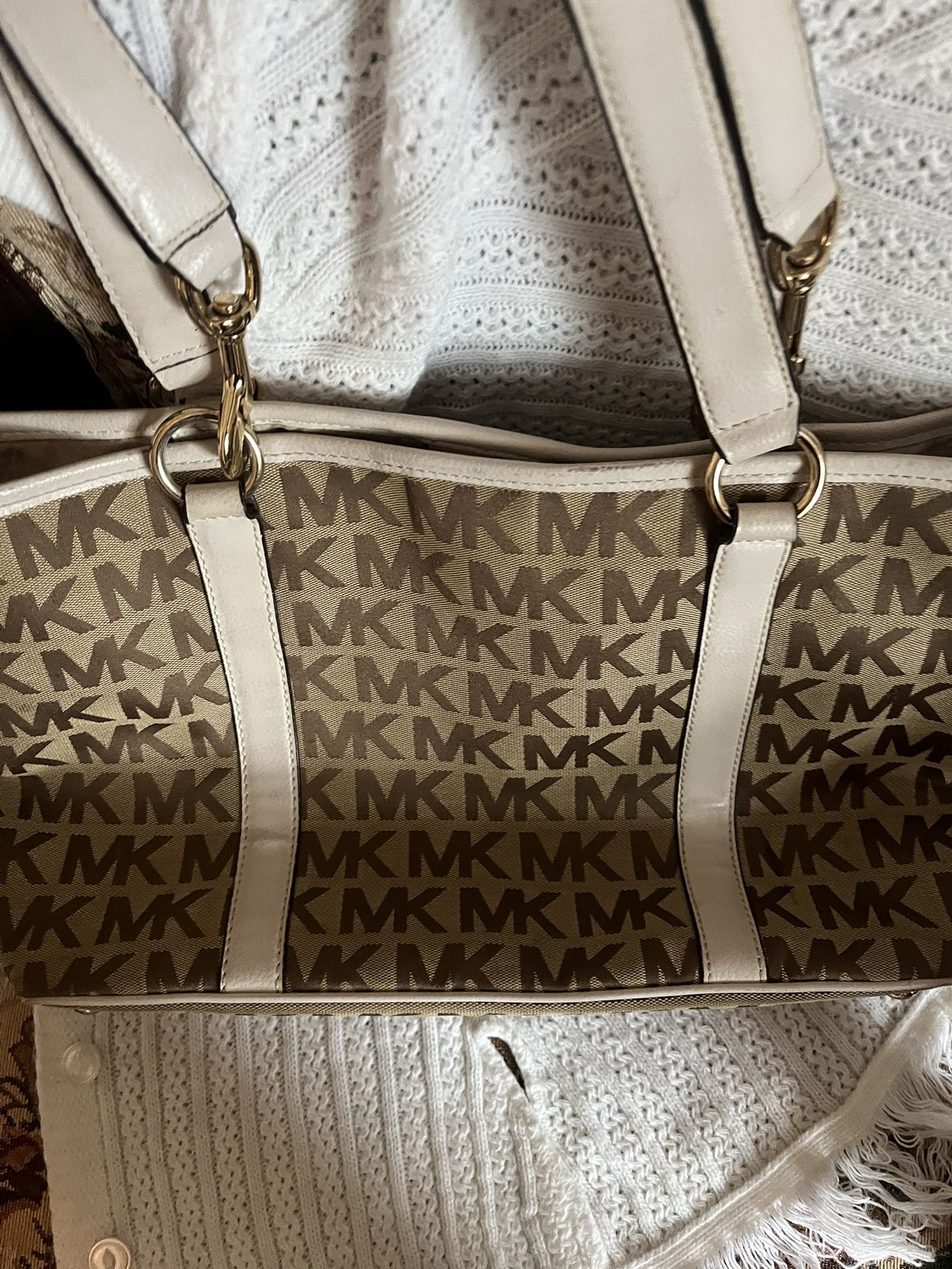 Michael Kors, tan and cream shoulder bag