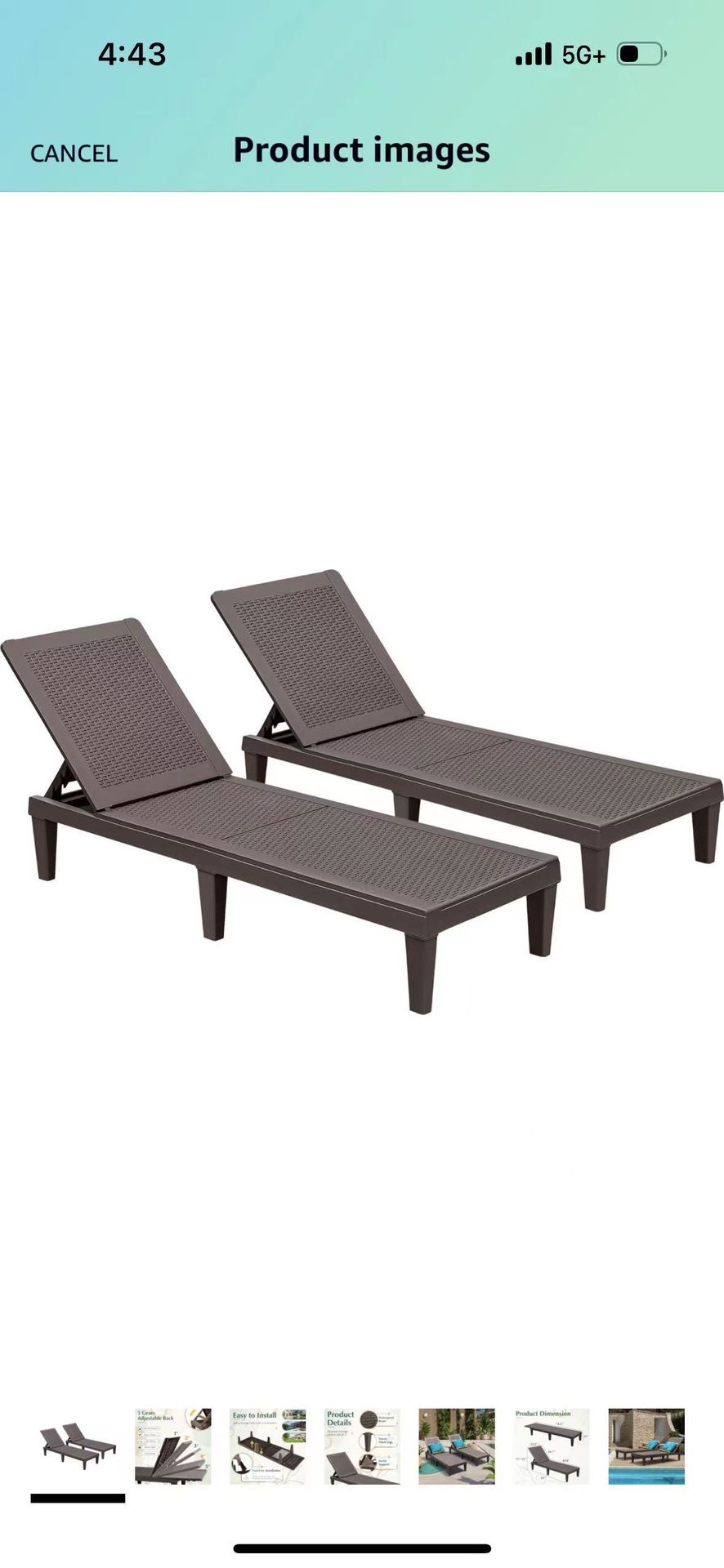 Lounge Chairs for Outside Patio Waterproof Resin Chaise Lounge Outdoor Adjustable Lounge Chairs Set of 2 Pool Chairs Sun Loungers for Deck, Poolside a