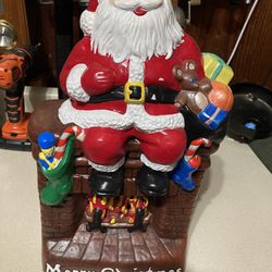 Large Ceramic Lighted Music Box & Electric  14 Inch Santa 