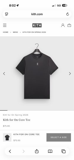 Kith for On Core Tee Black Medium