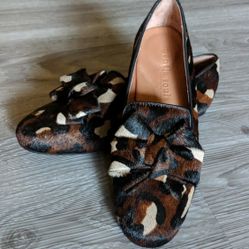 Leopard Print  Calf Hair Bow Loafers