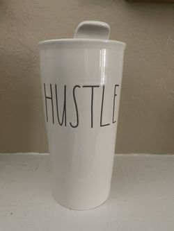  Ceramic Rae Dunn Tumbler "Hustle"