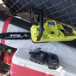 RYOBI HP BRUSHLESS CHAINSAW 10IN WITH BATTERY AND CHARGER 