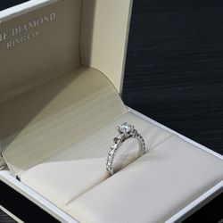 Engagement Ring 14k White Gold Band; 1.25CT Diamond