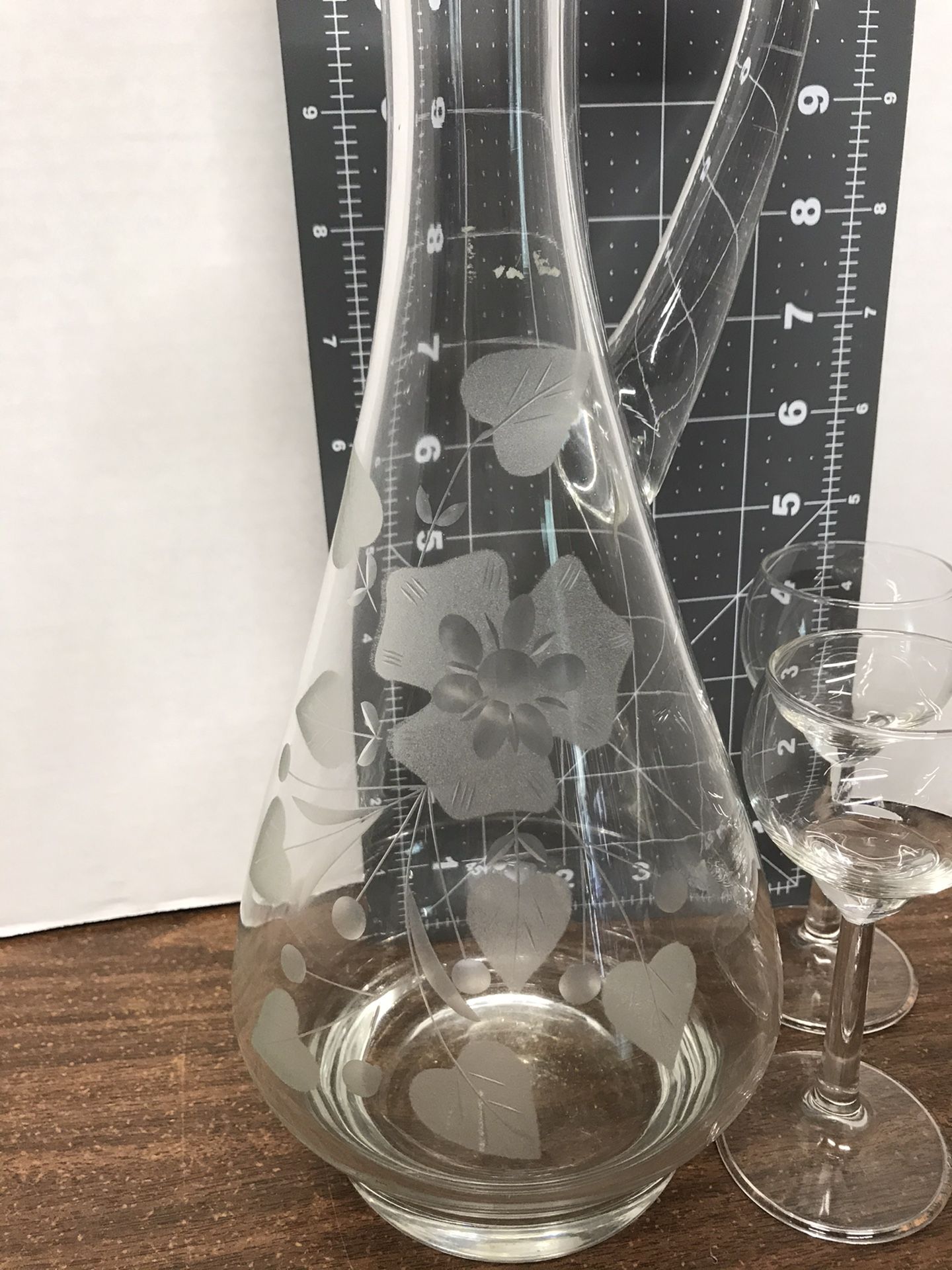 Vintage Pitcher And Two Liquor Glasses